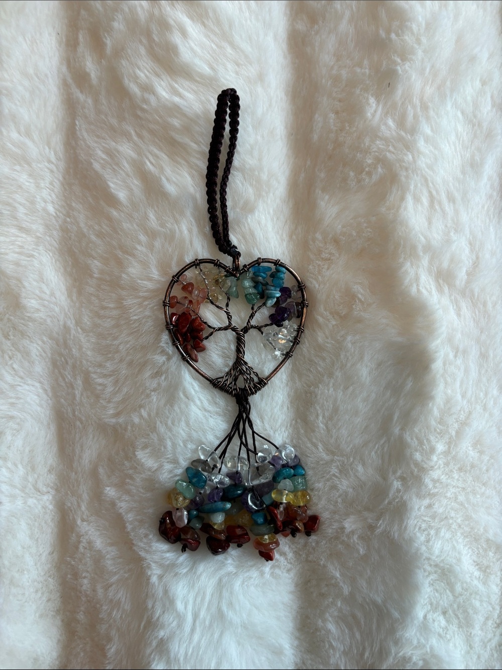 Chakra Crystal Chip Gemstone Heart Tree Of Life Decor NEW